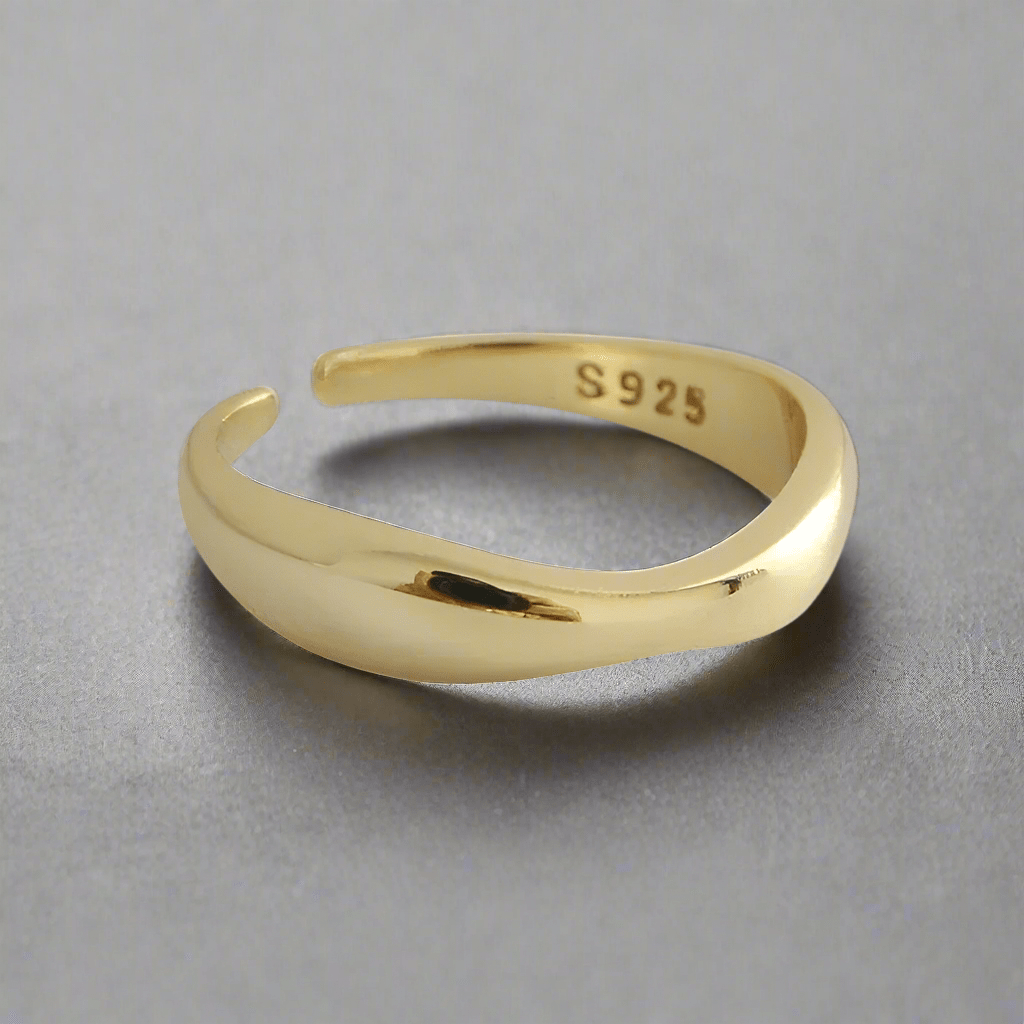 Burski Jewelry Arany Hullám hatású sterling ezüst gyűrű