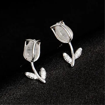 Tulipán alakú sterling ezüst fülbevaló - Burski Jewelry