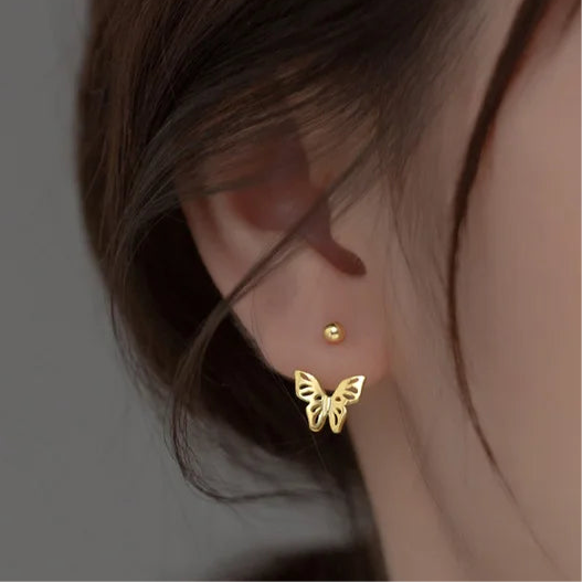 Sterling silver earrings in the shape of a butterfly