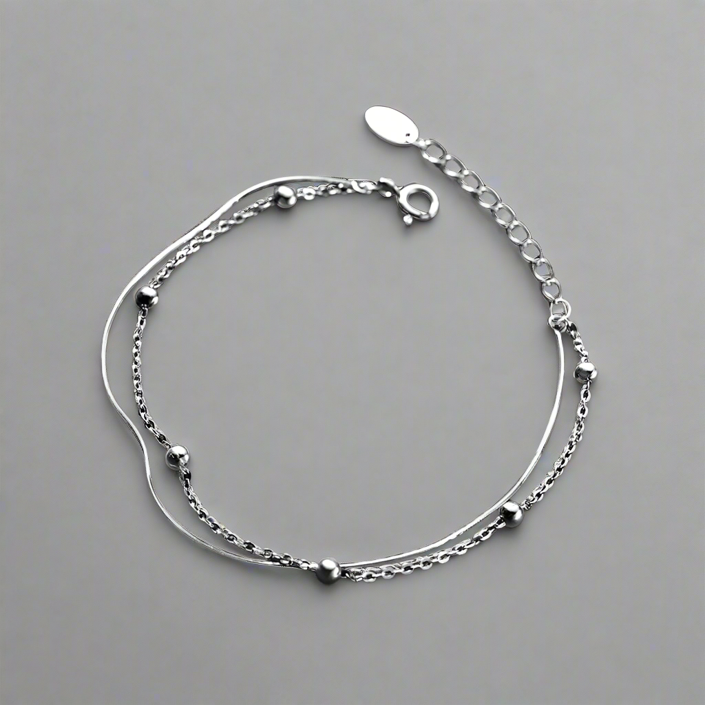 Minimalist double sterling silver bracelet