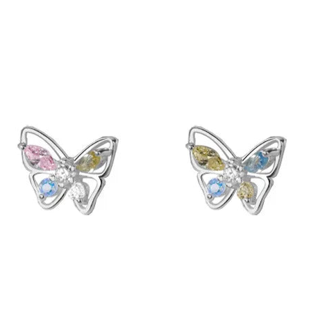 Sterling silver earrings with butterfly-shaped zirconia stones