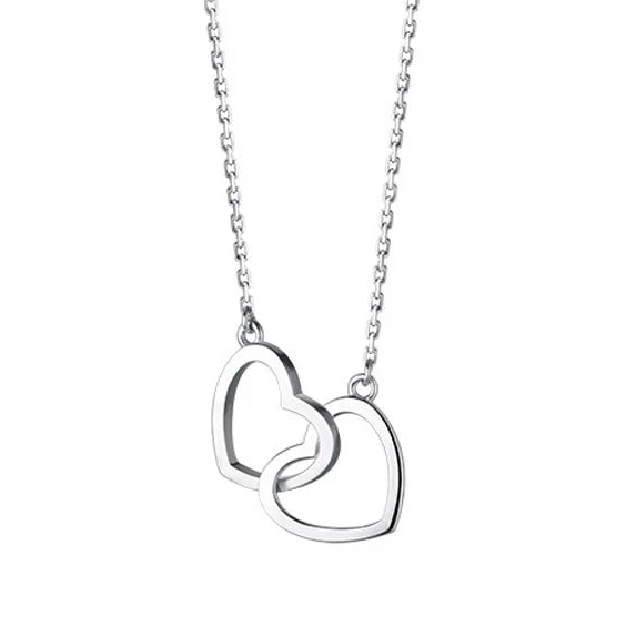 Double heart sterling silver necklace