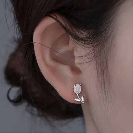 Tulip shaped sterling silver earrings