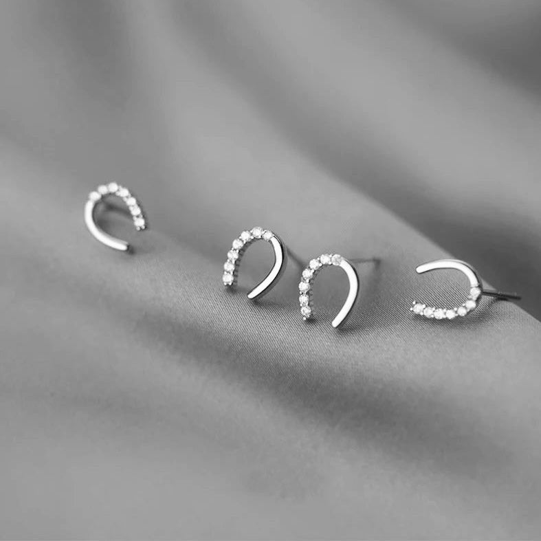 Horseshoe shaped sterling silver earrings