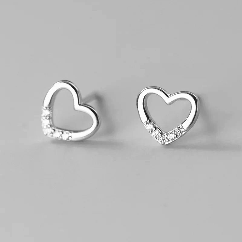 Sterling silver earrings in the shape of a hollow heart