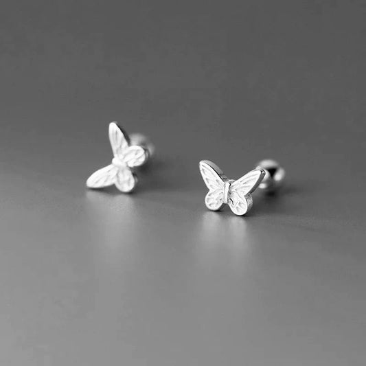 Sterling silver earrings in the shape of a mini butterfly