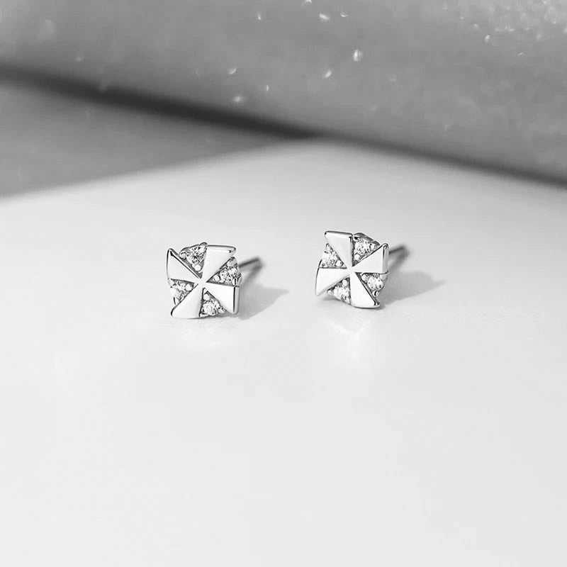 Sterling silver earrings in the shape of a windmill