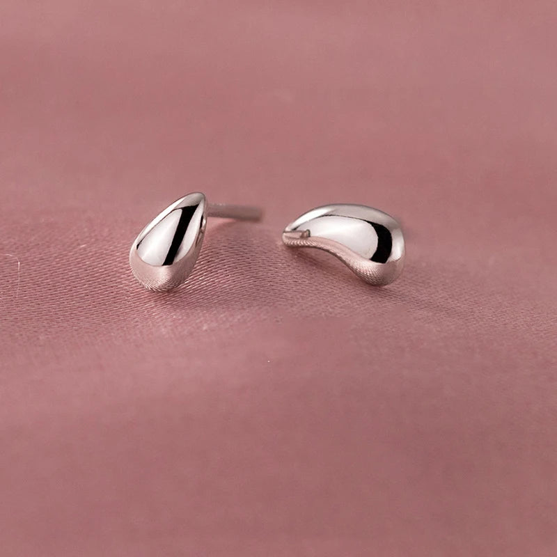 Minimalist drop-shaped sterling silver earrings