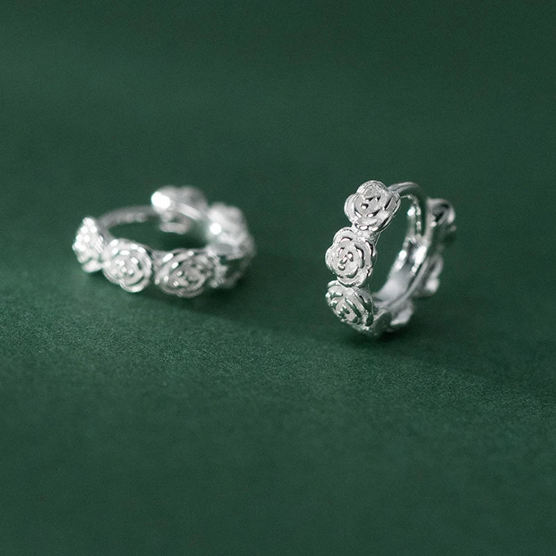 Sterling silver earrings with a special rose pattern