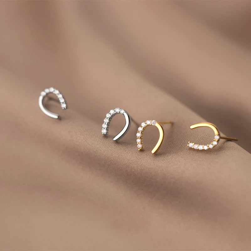 Horseshoe shaped sterling silver earrings