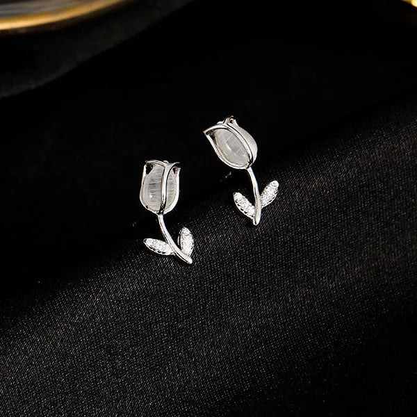 Tulip shaped sterling silver earrings