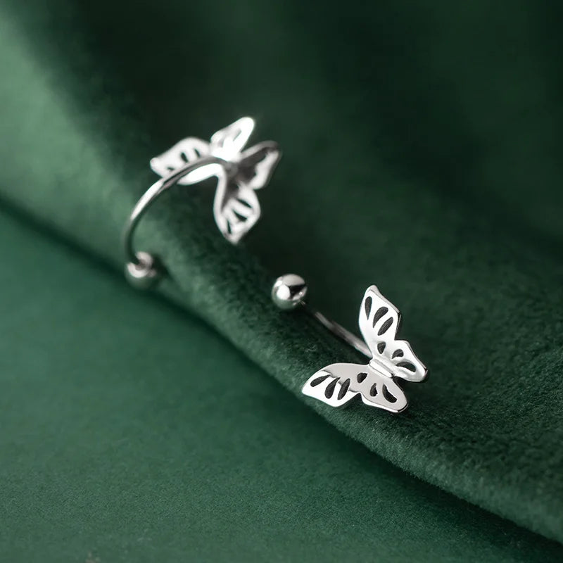 Sterling silver earrings in the shape of a butterfly