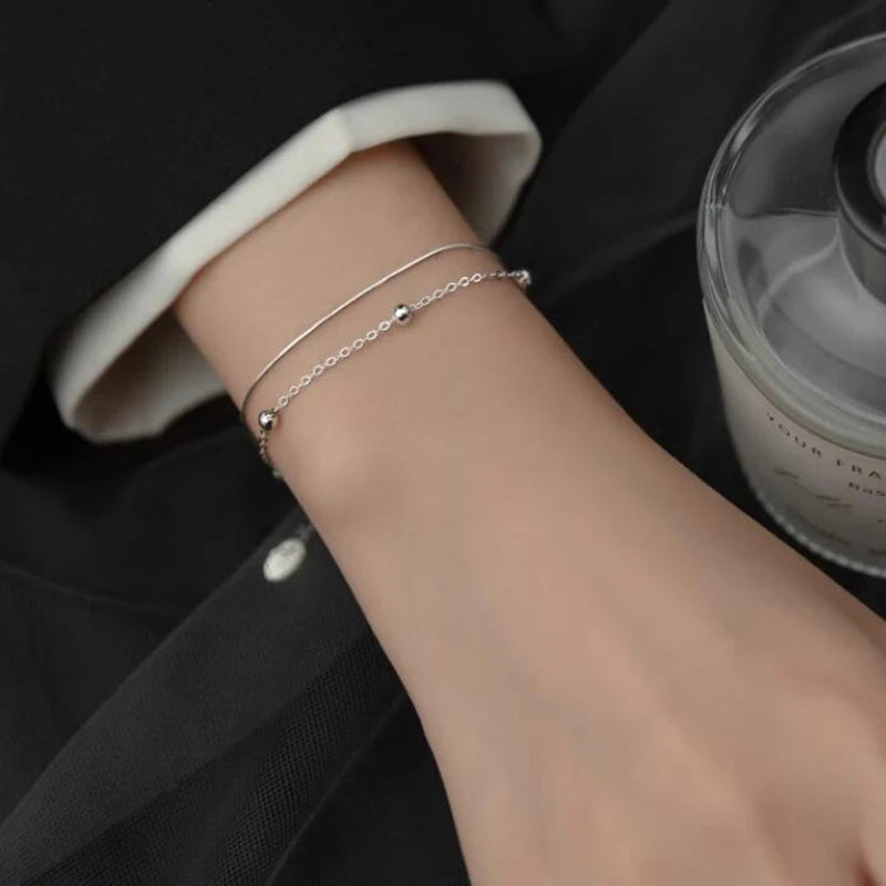 Minimalistisches Doppelarmband aus Sterlingsilber