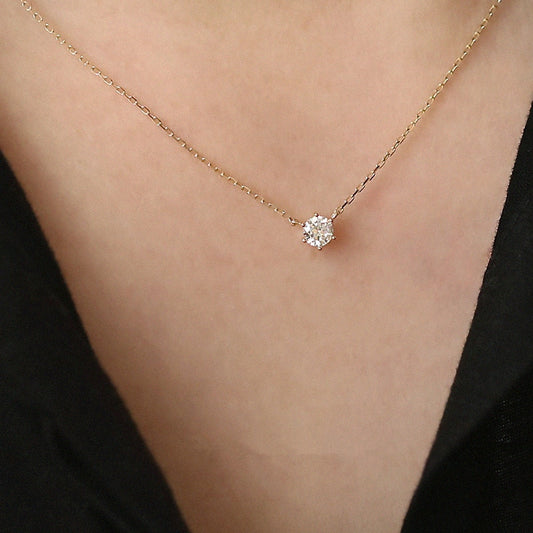 Minimalist gold-plated silver necklace with zirconia crystal