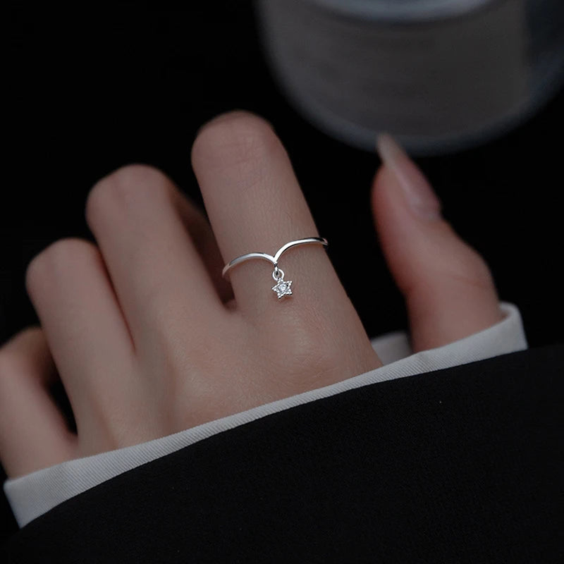 Special adjustable size sterling silver ring in the shape of a star