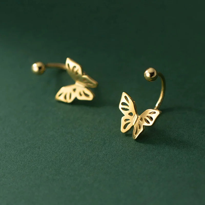 Sterling silver earrings in the shape of a butterfly