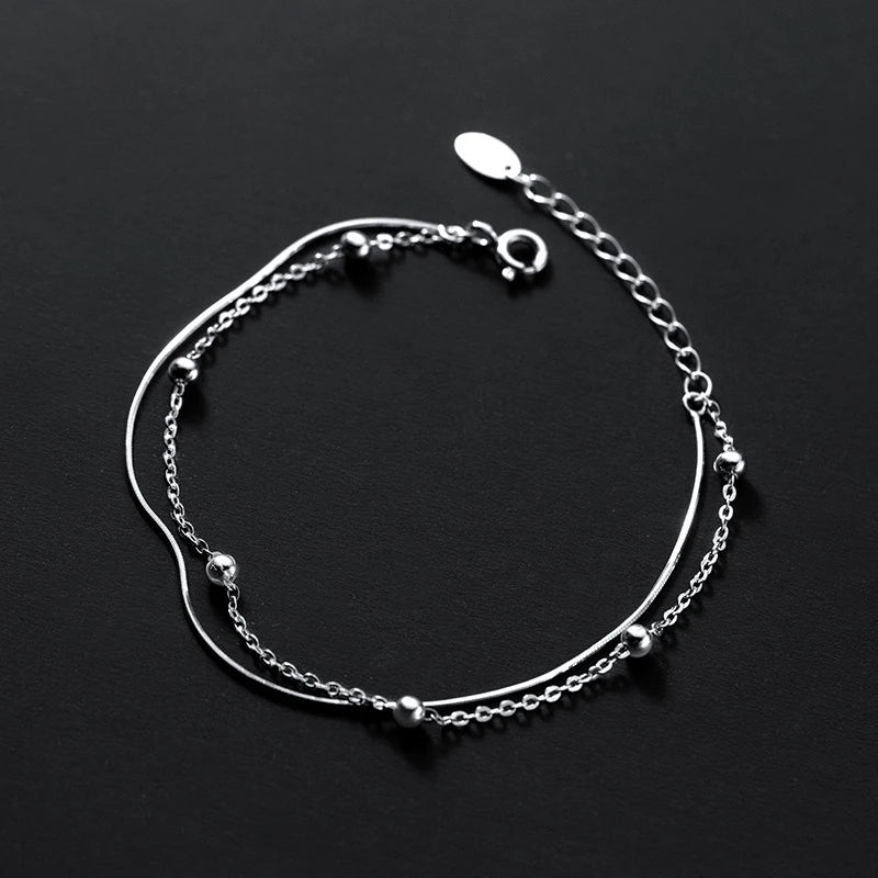 Minimalist double sterling silver bracelet