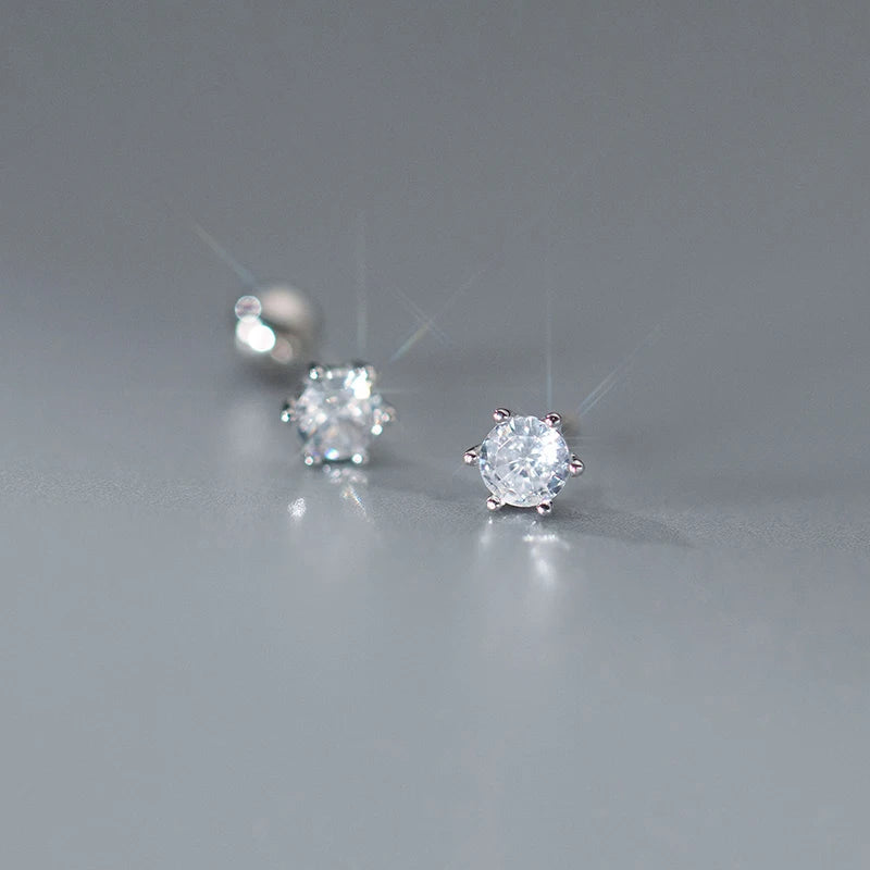 Mini sterling silver earrings with Zirconia crystal