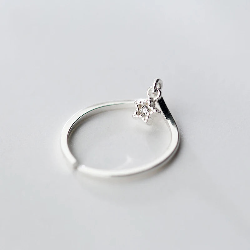 Special adjustable size sterling silver ring in the shape of a star