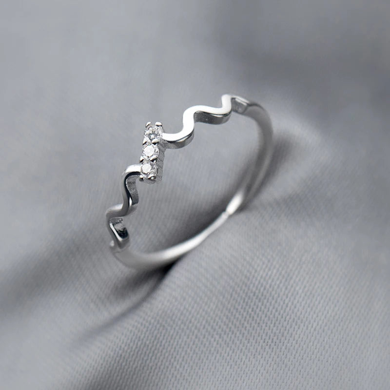 Wave shape adjustable sterling silver ring