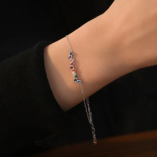 Sterling silver bracelet with colored cubic zirconia stones