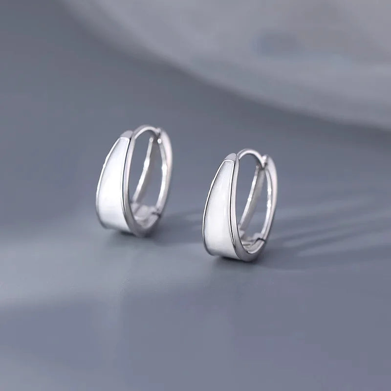 White special sterling silver hoop earrings