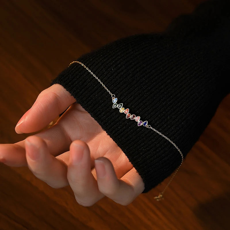 Sterling silver bracelet with colored cubic zirconia stones