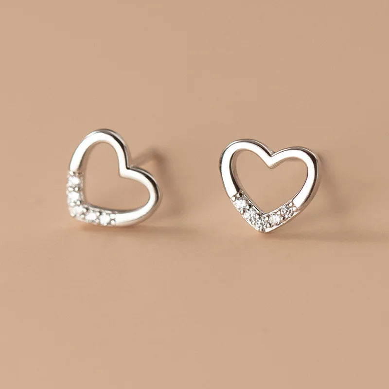 Sterling silver earrings in the shape of a hollow heart