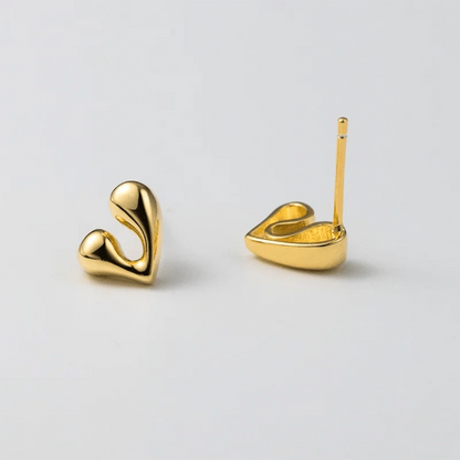Burski Jewelry Arany Asszimetrikus szivecskés sterling ezüst fülbevaló