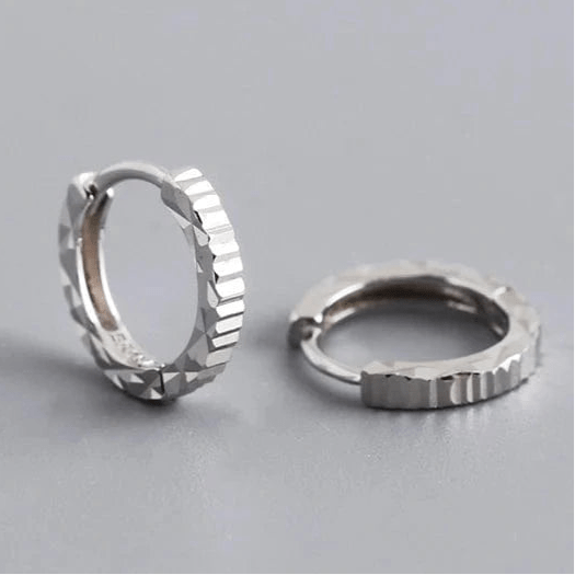 Burski Jewelry Barázdált sterling ezüst karika-fülbevaló